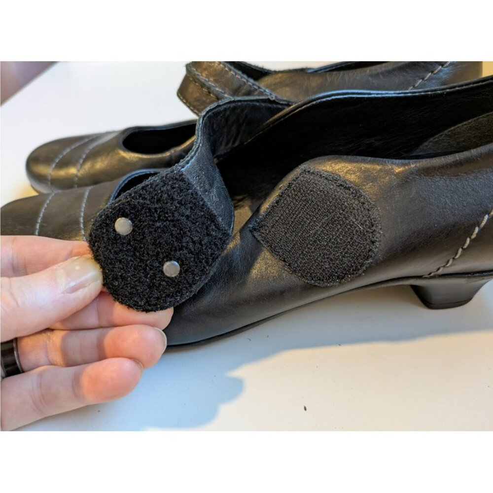 Remonte Dorndorf Black Leather Mary Janes with Kitten Heels & Silver Spirals 39 - Picture 6 of 9